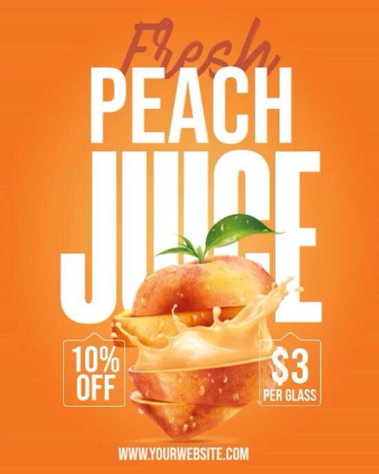 Orange Professional Fresh Peach Juice Instagram Portrait template