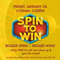 Orange Professional Gaming Spin The Wheel Flyers, Spin The Wheel Flyers, Spin To Win Flyers, Win Pri Instagram Post template