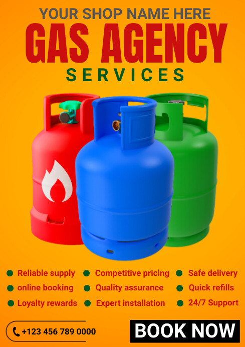 Gas Application Reklam Copy of Orange Professional Gas Agency Services A4 | PosterMyWall