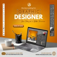 Orange Professional Graphic Designer Hiring Poster Instagram Post template