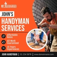 Orange Professional Handyman Services Ad Squa Square (1:1) template