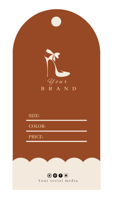 Orange Professional Hang Tag For Shoes, High Heels, Bag, Clothes. Simple Design For Hangtag, Bussine Wizytówka template