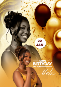 Orange Professional Happy Birthday Lady - Elegant & Beautiful Birthday Design  A6 template