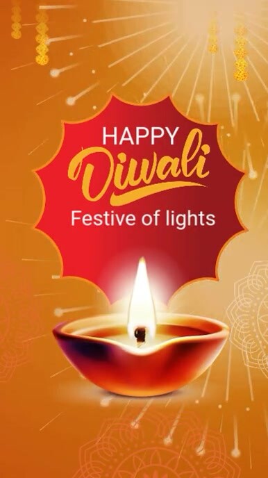 Orange Professional Happy Diwali Festival  Instagram Reel template