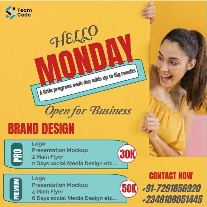 Orange Professional Hello Monday Instagram Post Template | PosterMyWall