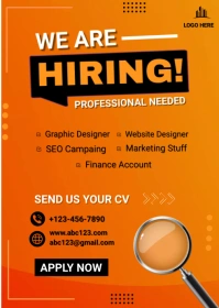 Orange Professional Hiring A6 template
