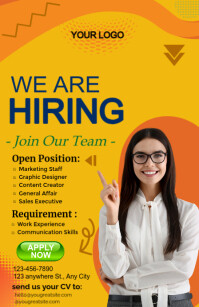 Orange Professional Hiring Half Page Wide template