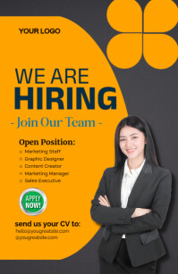 Orange Professional Hiring Half Page Wide template