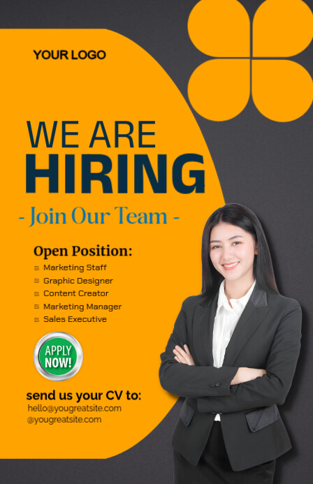 Orange Professional Hiring Half Page Wide Meia página larga template