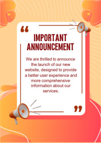 Orange Professional Important Announcement Post A4 template