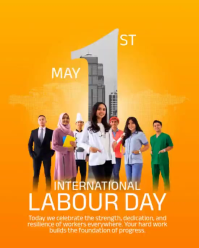 Orange Professional International Labour Day Instagram Portrait Video template