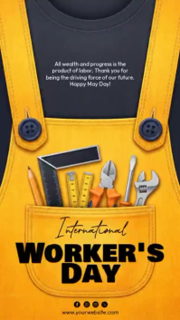 Orange Professional International Worker's Day Instagram Story Video template