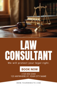 Orange Professional Law Consultant Poster template