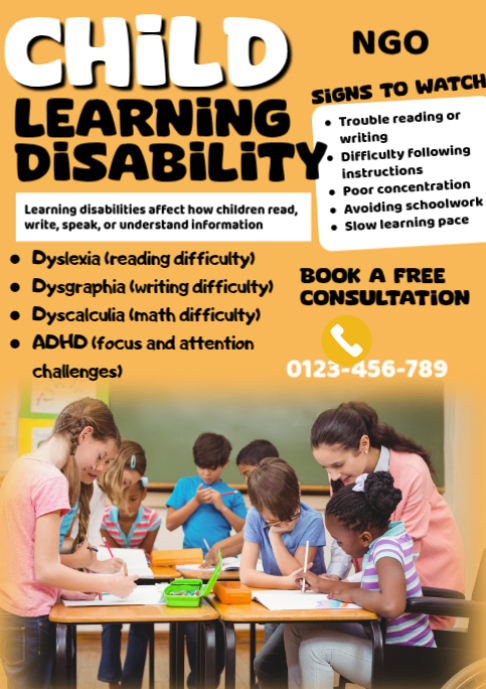 Orange Professional Learning Disability Awareness A2 Template ...