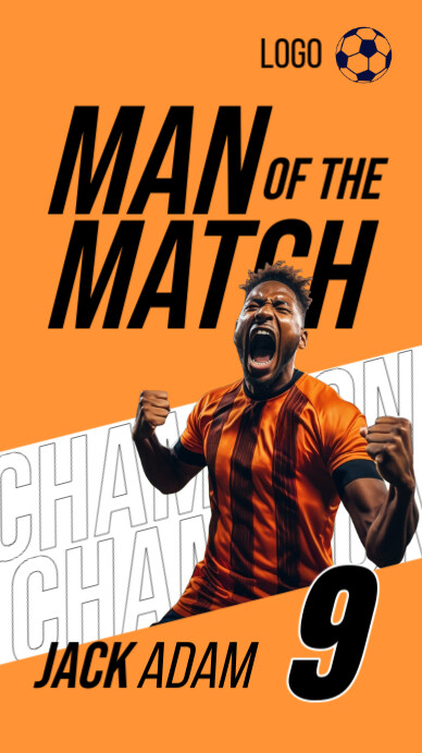 Orange Professional Man Of The Match Instagram Story template