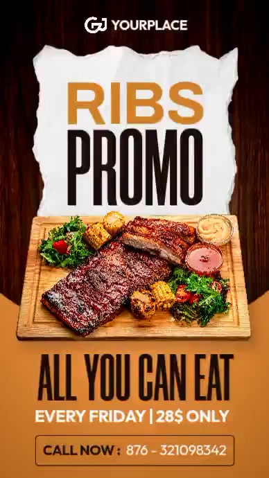 Orange Professional Modern All You Can Eat Ribs Flyer – BBQ Smokehouse ...