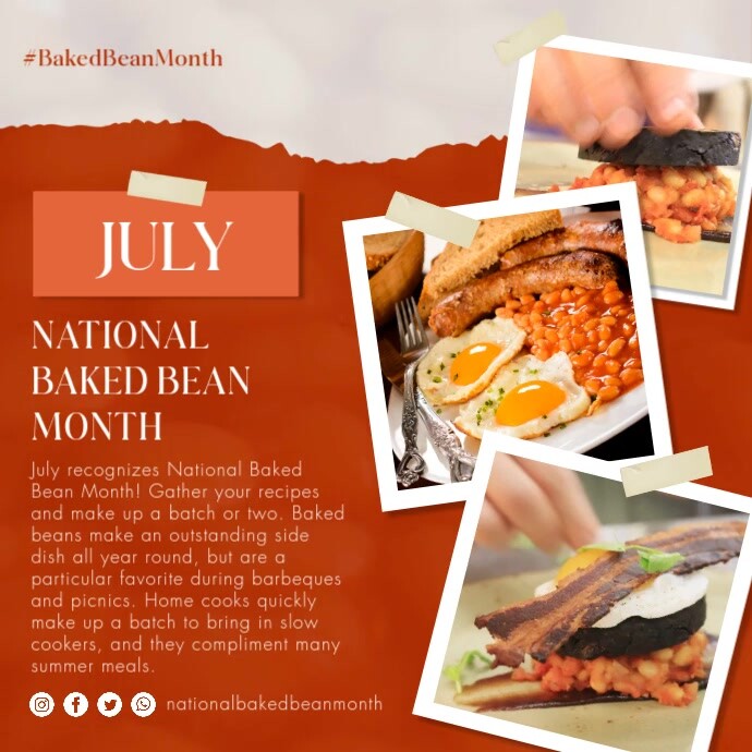 Orange Professional National Baked Bean Month Instagram Post template