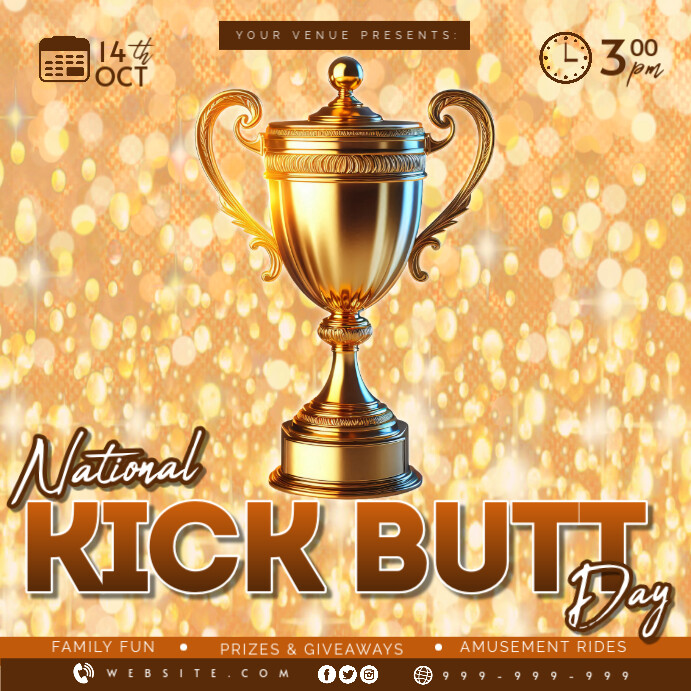 Orange Professional National Kick Butt Day Instagram Post template