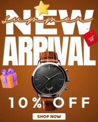 Orange Professional New Arrivals Watches Ad Instagram Portrait template