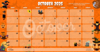 Orange Professional October 2025 Calendar Halloween Theme Note Facebook Shared Image template