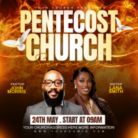 Orange Professional Pentecost Church Service Instagram Post Instagram-bericht template