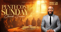 Orange Professional Pentecost Sunday Church Service Facebook Shared Image delt Facebook-billede template
