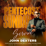 Orange Professional Pentecost Sunday Service Instagram Post template
