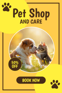 Orange Professional Pet Shop Poster Plakat template