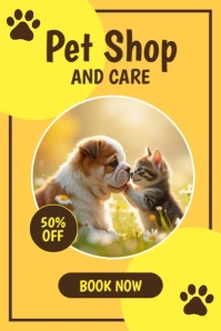 Orange Professional Pet Shop Poster template