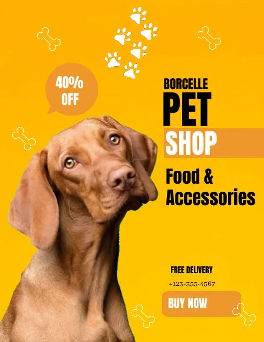Orange Professional Pet Shop Sales Flyer (us template