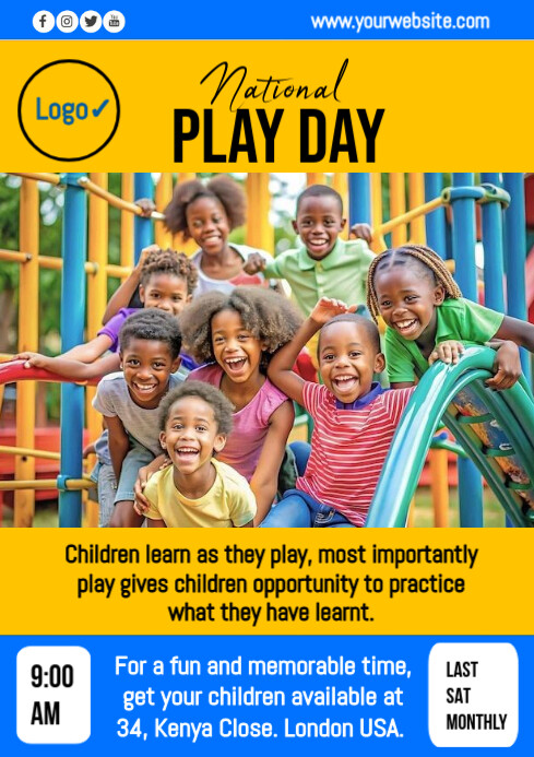 Copy of Orange Professional Play Day A4 | PosterMyWall