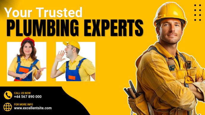 Orange Professional Plumbing Expert and Fixture Fixer Digital Display (16:9) template