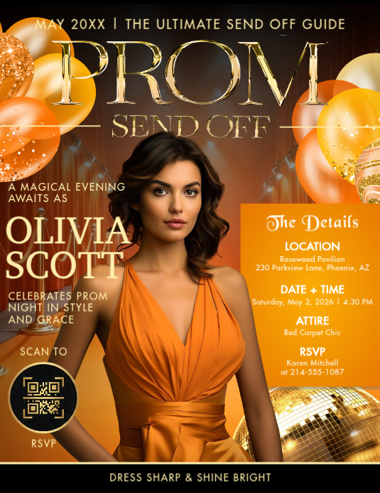 Orange Prom Night Flyers Template | PosterMyWall