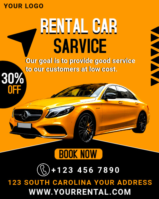 Orange Professional Rental Car Service  Instagram Portrait template