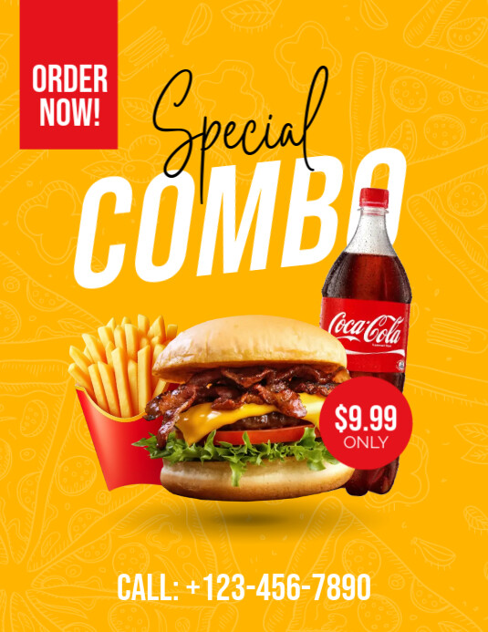 Orange Professional Restaurant Combo Menu Flyer (us Letter) Template ...