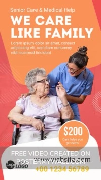 Orange Professional Senior Care Service Banne Instagram Story template