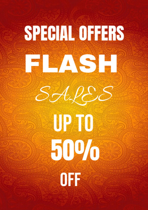 Orange Professional Special Offer Flash Sales Up To 50% Off A4 template