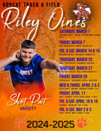 Orange Professional Sports Schedule Flyer (us Letter) Pamflet (Letter AS) template