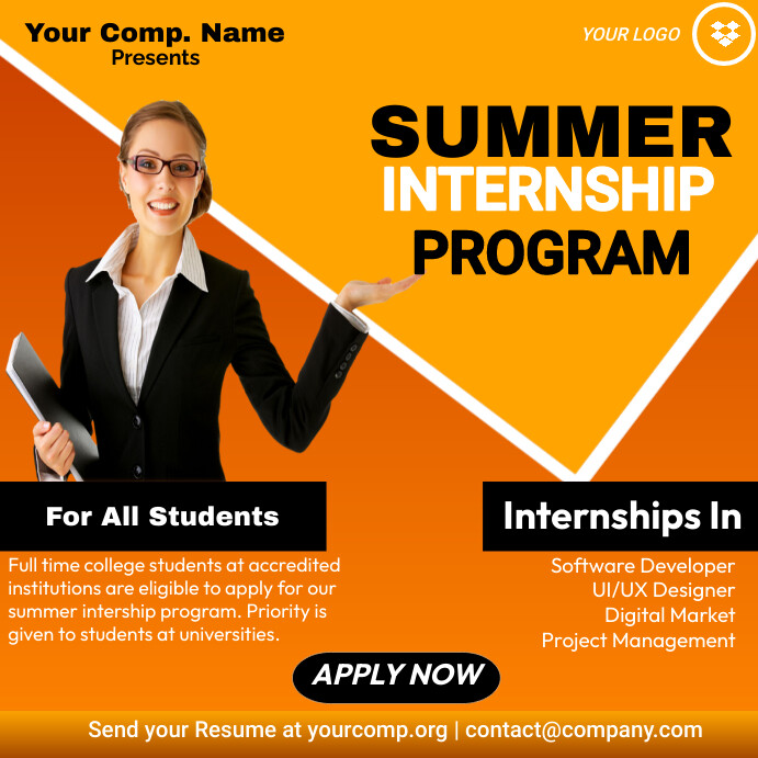 Orange Professional Summer Internship Program Template PosterMyWall Orange Professional Summer Internship Program Template PosterMyWall
