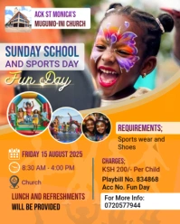 Orange Professional Sunday School Kids, Family Fun Day Activities  Instagram Portrait template