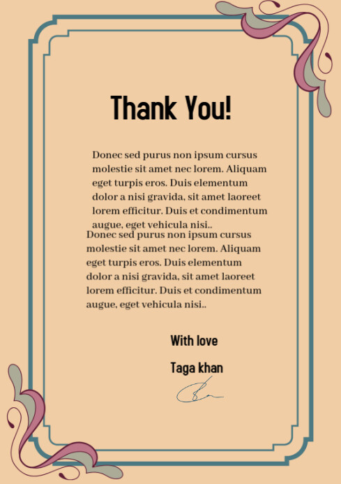 Orange Professional Thank You Pages Background  A4 template