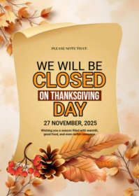 Jingga Thanksgiving Closure Notice A6 Template