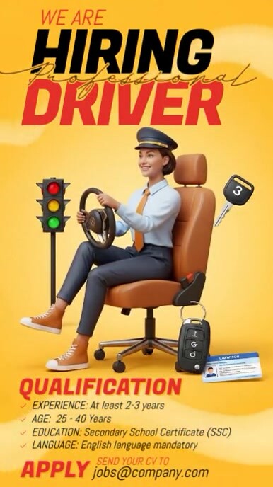 Driver Advert Orange Professional We Are Hiring Driver Ad Instagram Story Template ...