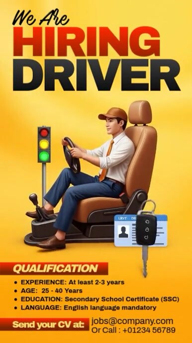 Orange Professional We Are Hiring Driver Instagram Reel template