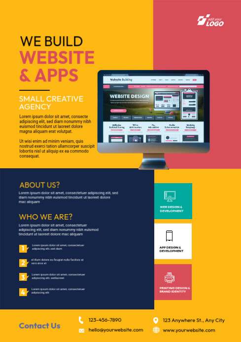 Orange Professional Web Design Service A4 template