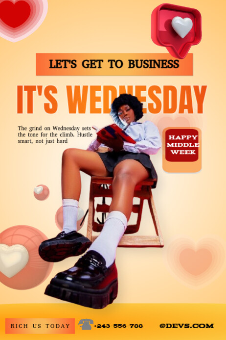 Orange Professional Wednesday Poste Poster Cartaz template