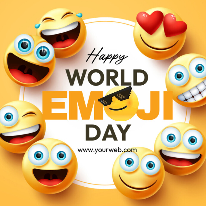 Orange Professional World Emoji Day Instagram Post template