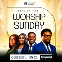 Orange Worship Event Сообщение Instagram Template
