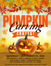 Red Pumpkin Carving Contest ใบปลิว Template