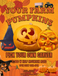 Orange  Pumpkin Farm Ad Flyer Flyer (us Letter) template